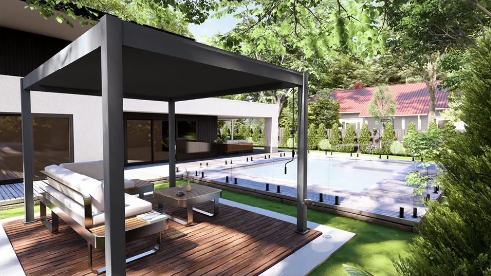 Bioklimatická pergola s nastaviteľnými lamelami